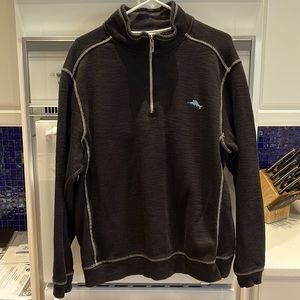 Black tommy Bahama half zip sweatshirt.